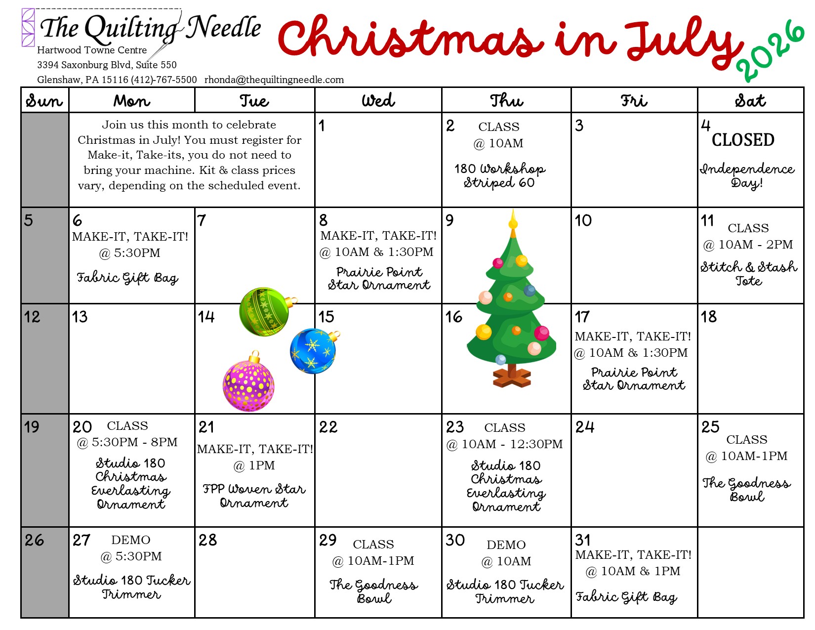 JULY CALENDAR